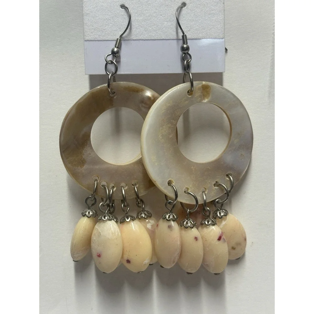 Earrings‎ Faux Shell Art Beads Dangle Beach Bohemian pierced boho